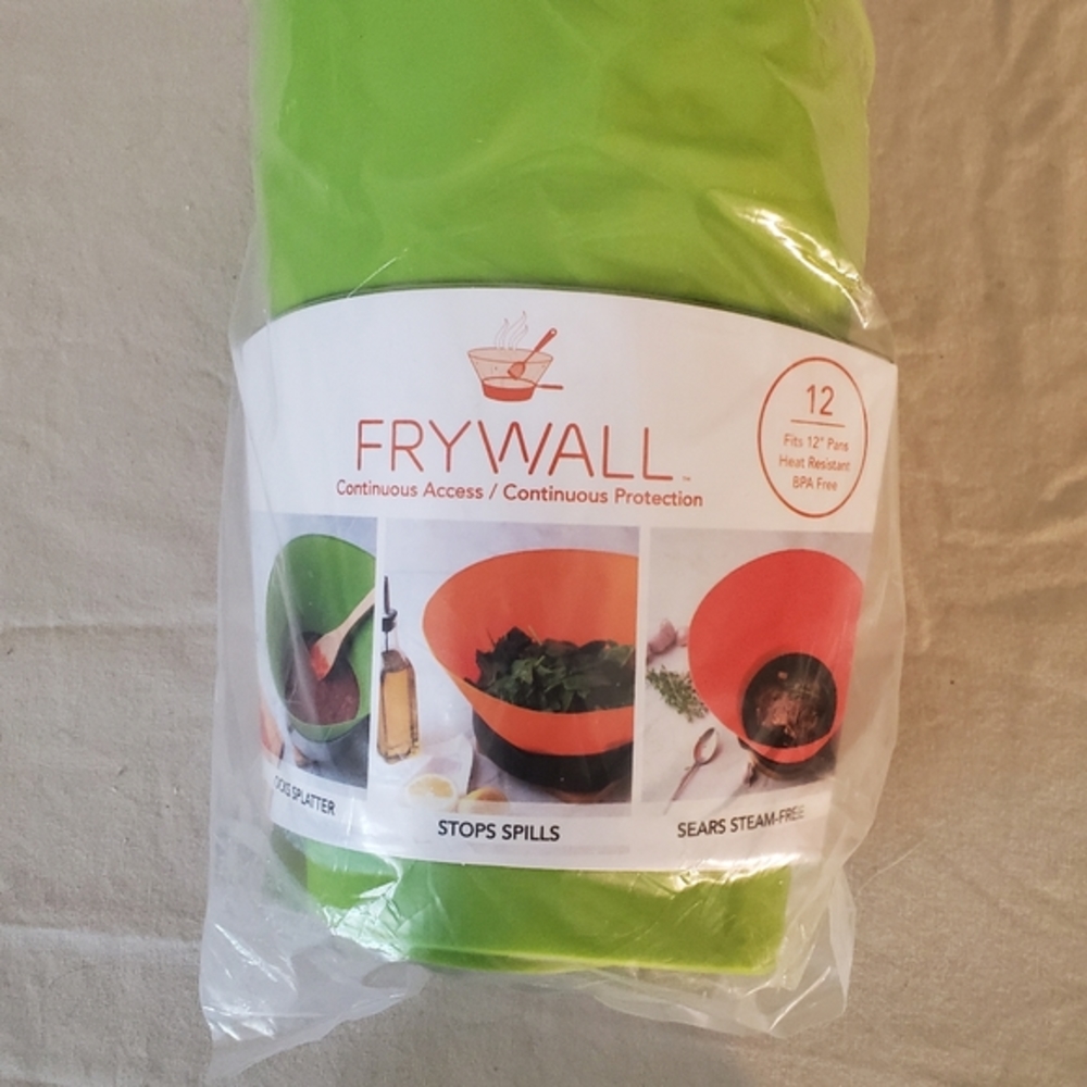 New Cookware Pot Pan‎ 12” Black Silicone FRYWALL Spatter Guard.